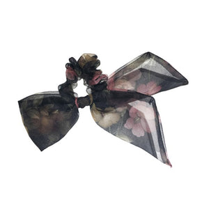 Flower Painting Organza Bow Scrunchies